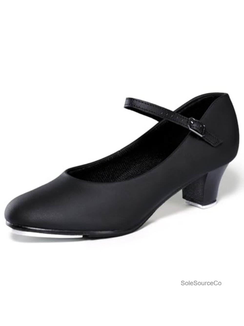 PU Leather Ankle Strap Tap Dance Shoes 1.55'' Heel for Women